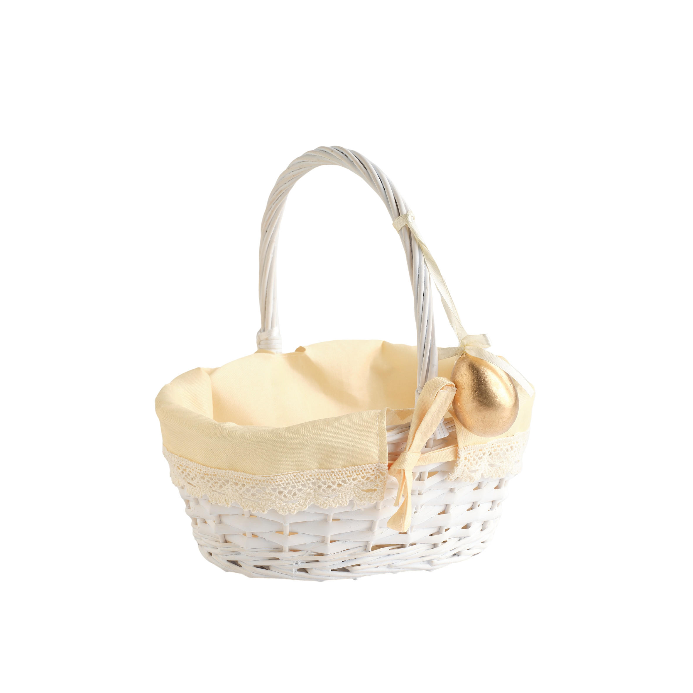 KORB MIT HENKEL Eggita - Weiß, Naturmaterialien (18/25/24cm) - home&you