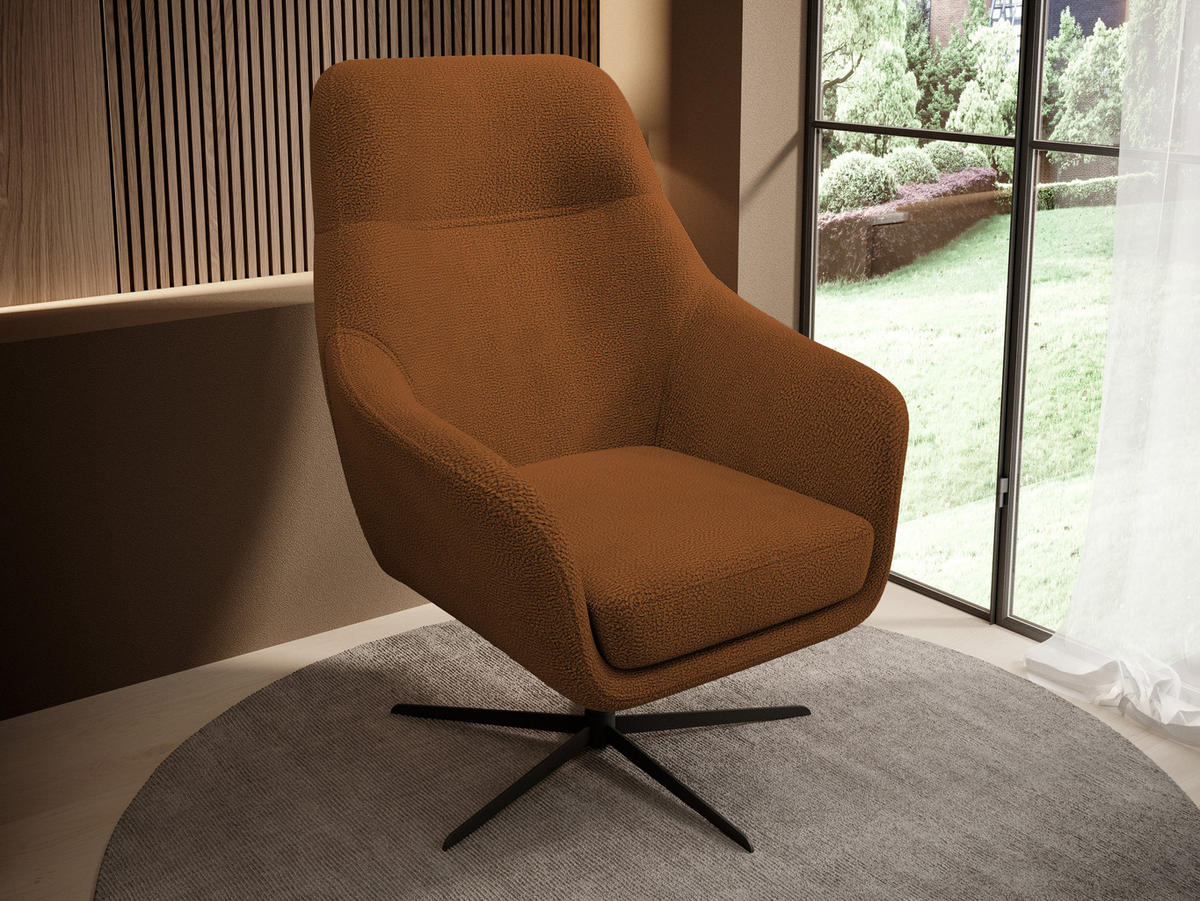 RELAXSESSEL Collection Drehstuhl CUBO – komfortabel, drehbar, modernes Design, 76x97x76 cm, Farbe - Roségold/Schwarz, Holz/Textil (76/97/76cm) - DomoHome