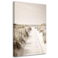 LEINWANDBILD Weg zum Strand Landschaft Natur 80x120cm - Beige, Textil (80/120cm) - Feeby