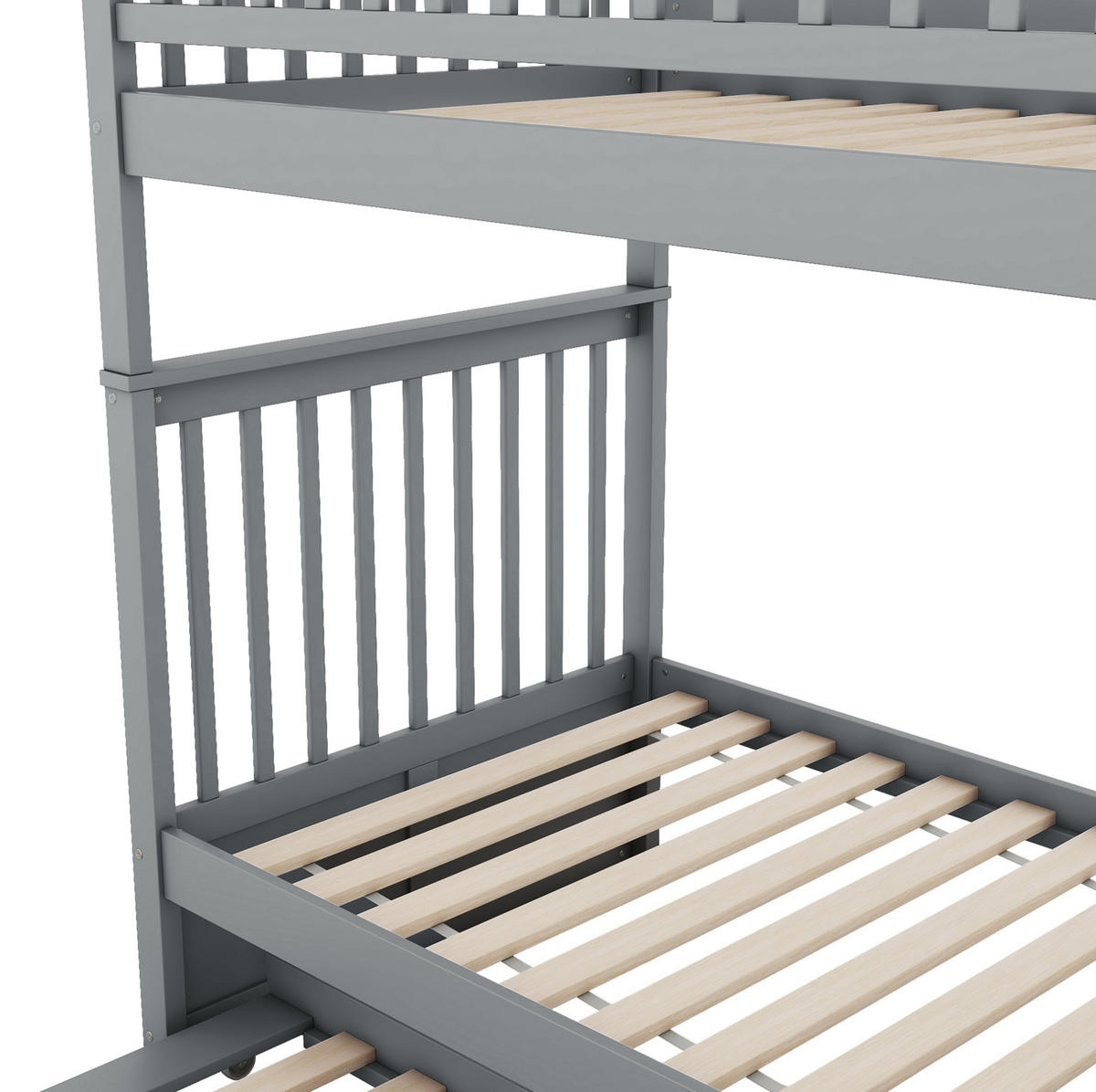 ETAGENBETT 90/200 cm in Grau mit Ausziehbett und Treppe - Grau, Holz (90/200cm) - BEAOK