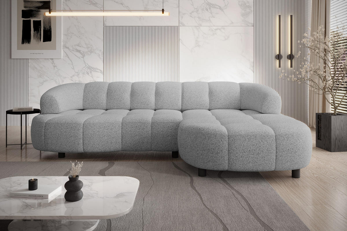 ECKSOFA Wesper S – Eckcouch mit Elektrischer Sitzverstellung, L-förmig, Freistehend, Relaxfunktion, 183x284x79 cm – Rechte, Grau - Grau, Holz/Textil (284/113cm) - DomoHome