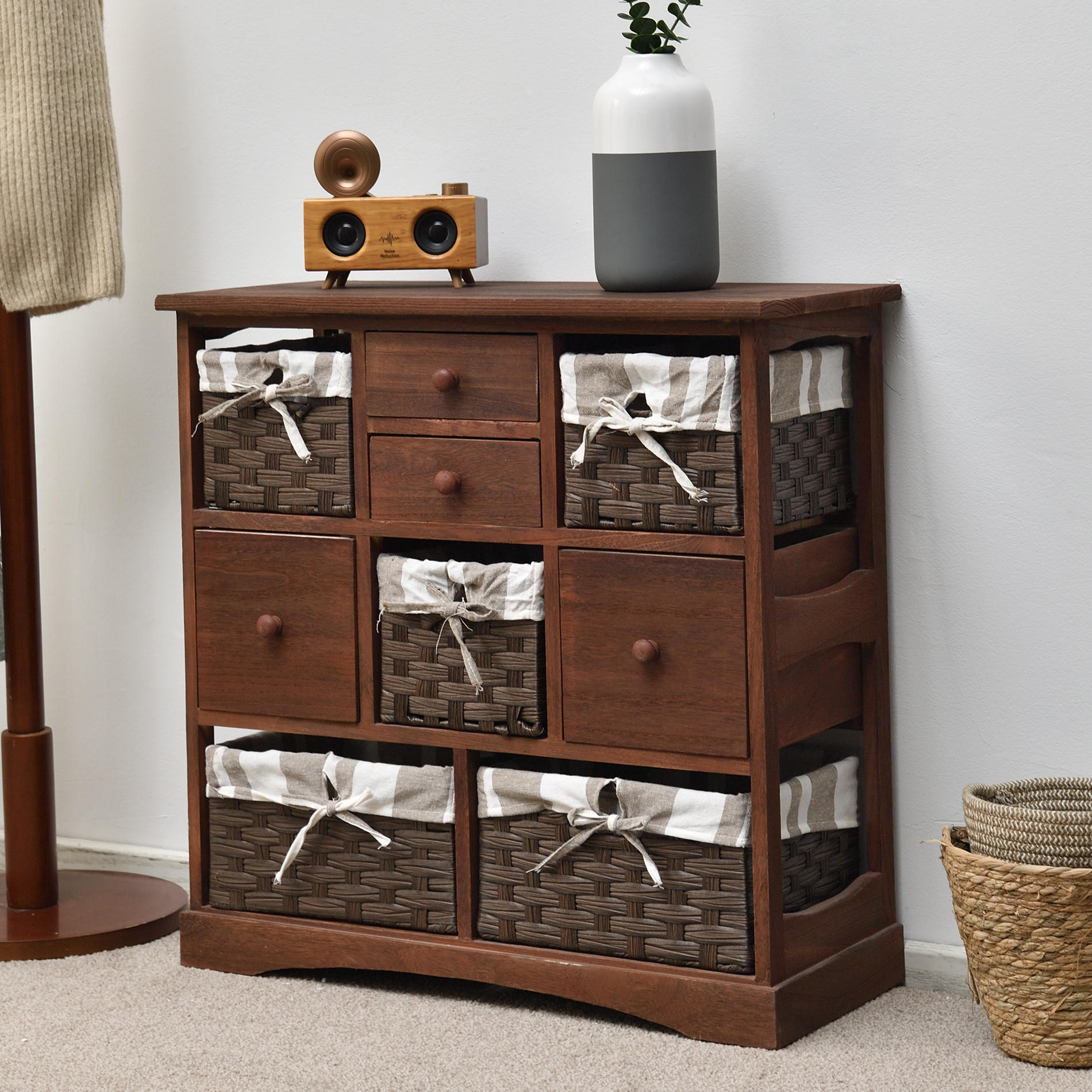 Thumbnail - Mobili Rebecca Kommode, Braun, Holz, 30x69x69 cm, Wohnzimmer, Kommoden & Sideboards, Kommoden