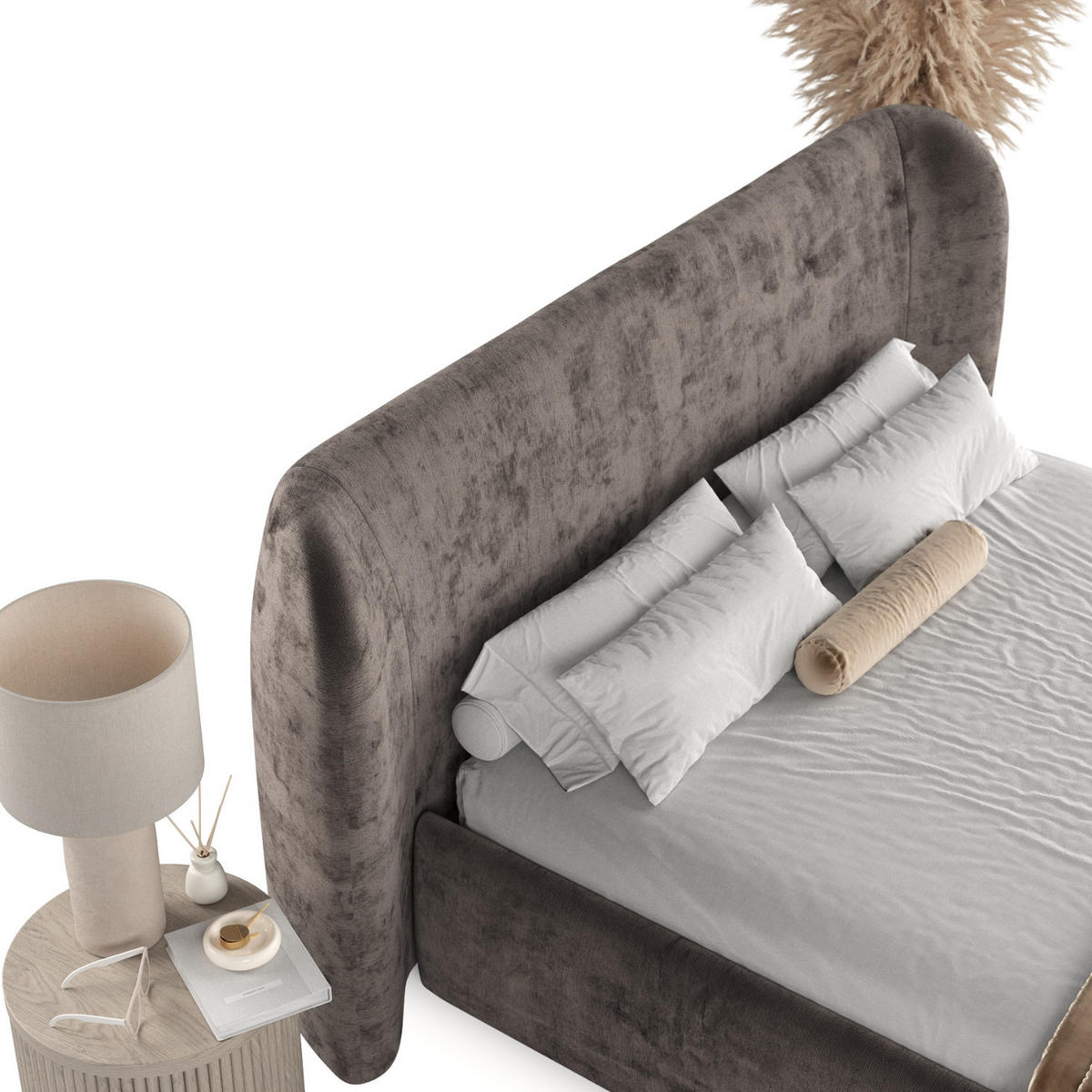 POLSTERBETT Bellano mit Stauraum 160/200 cm Braun im Lotta Stoff - Schwarz/Naturfarben, Holz/Holzwerkstoff (160/200cm) - AltaBeds