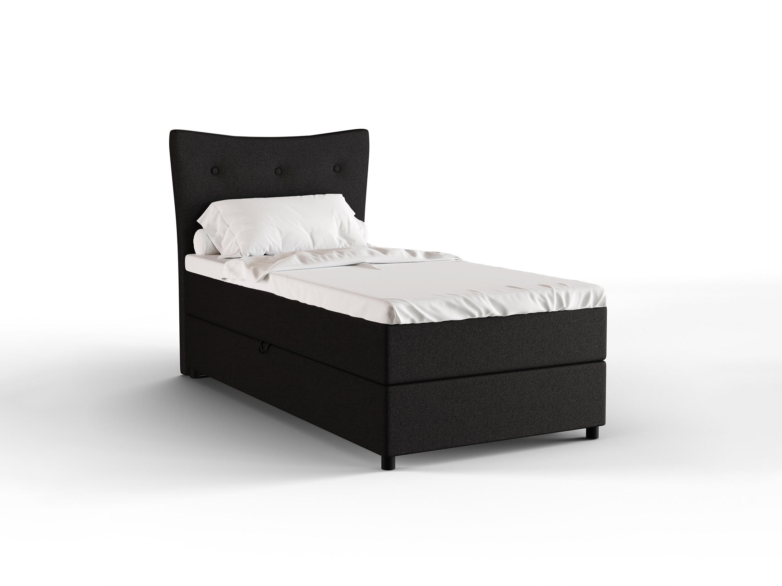 BOXBETT Nevada 100x200 cm Polsterbett mit hochwertiger Bonell-Matratze und Topper - Anthrazit - Dunkelgrau, Holz (100/200cm) - Panda Möbel