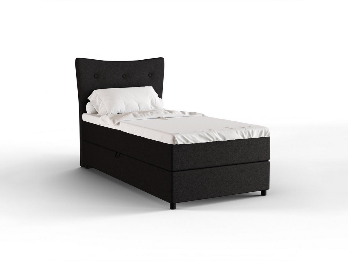 BOXBETT Nevada 100x200 cm Polsterbett mit hochwertiger Bonell-Matratze und Topper - Anthrazit - Dunkelgrau, Holz (100/200cm) - Panda Möbel