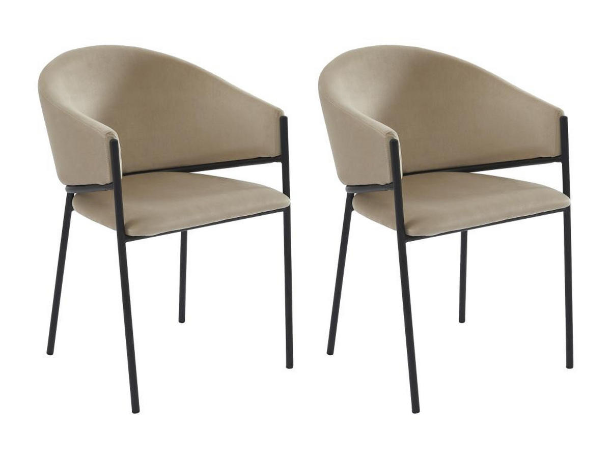 STUHL mit Armlehnen 2er-Set - Samt & Schwarzes Metall - Beige - ORDIDA - Beige, Textil (61/80/53cm) - Pascal Morabito