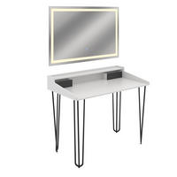 SCHMINKTISCH Sannar Weiß 110 cm mit LED-Spiegel - Schwarz/Weiß, Holzwerkstoff (110/89.5/60cm) - Vicco