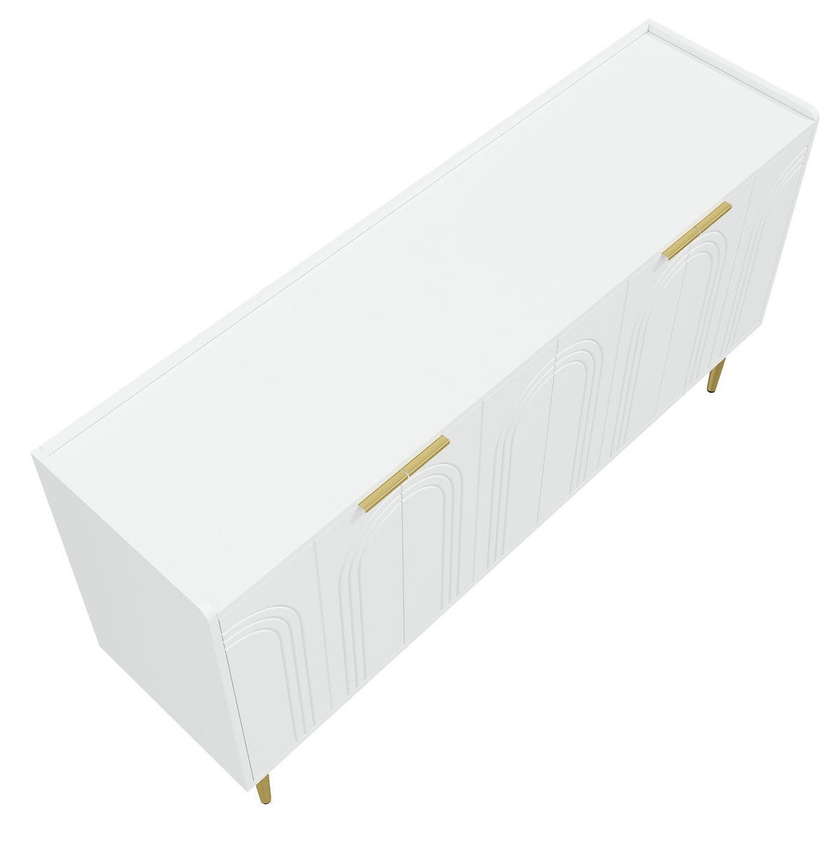 KOMMODE 140/38/75 cm in Weiß mit 4 Türen und goldfarbenen Metallbeinen - Weiß, Holzwerkstoff (140/75/38cm) - Flora Grace