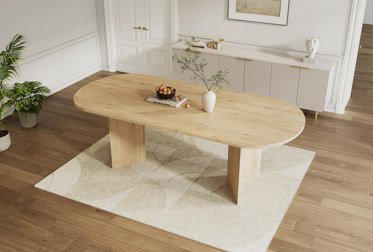ESSTISCH 160/200/90 cm Eiche aus MDF mit Ausziehfunktion - Eichefarben, Holzwerkstoff (200/90/75cm) - OKMYHOME