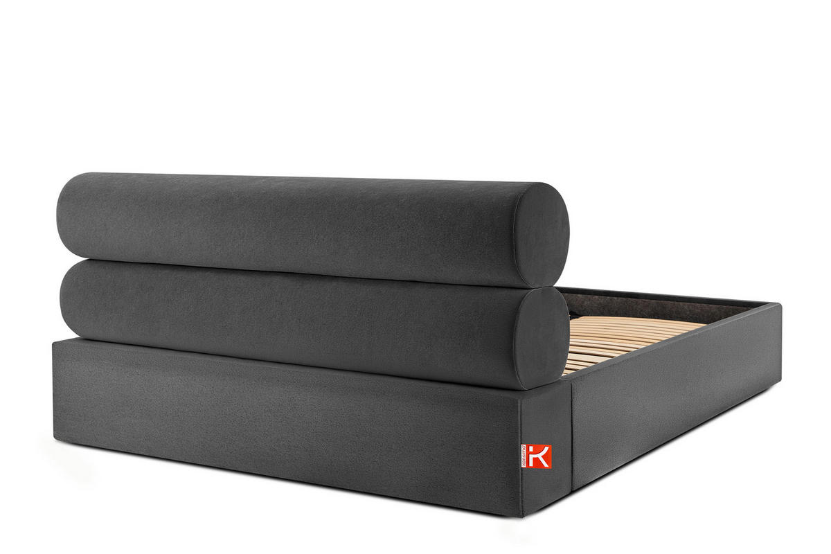 POLSTERBETT LUNEO - Anthrazit/Schwarz, Holz/Holzwerkstoff (202/204cm) - KONSIMO®