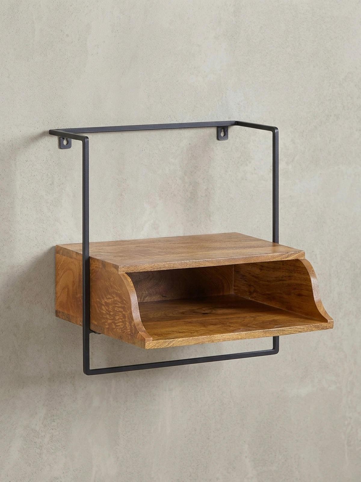 WANDKONSOLE Mango Massivholz Industrial Stil 44x45x35 cm - Schwarz/Braun, Holz/Metall (44/45/35cm) - KADIMA DESIGN