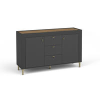 KOMMODE MONI 06 in Schwarz / Eiche Whiskey matt 137/84/40 cm - Schwarz, Holzwerkstoff (137/84/40cm) - Deine Möbel 24