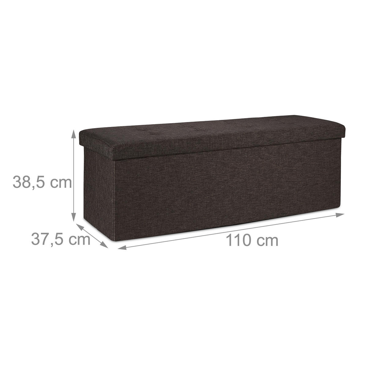 SITZBANK - Dunkelbraun, Holzwerkstoff/Textil (110/38.5/37.5cm) - Relaxdays