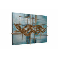 ACRYLBILD HANDGEMALT 120/80 cm - Blau/Goldfarben, Holz/Textil (2.96/80cm) - KUNSTLOFT