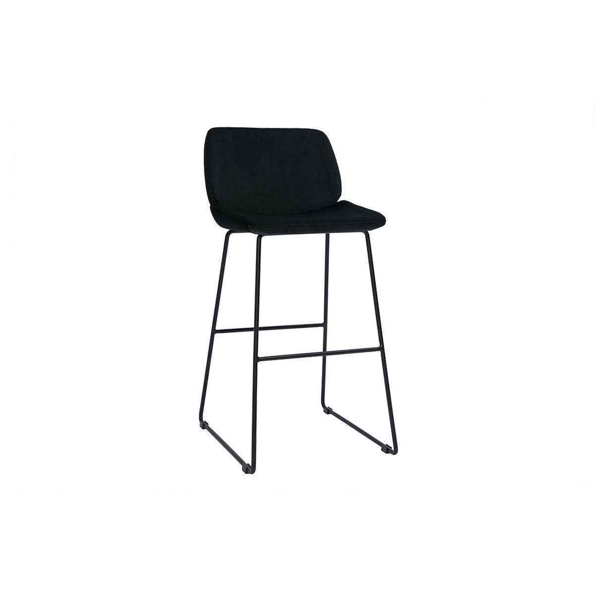 BARHOCKER Samt Schwarz Metall 65 cm 2er-Set KAOLY - Schwarz, Textil (49.5/89/42.5cm) - Miliboo