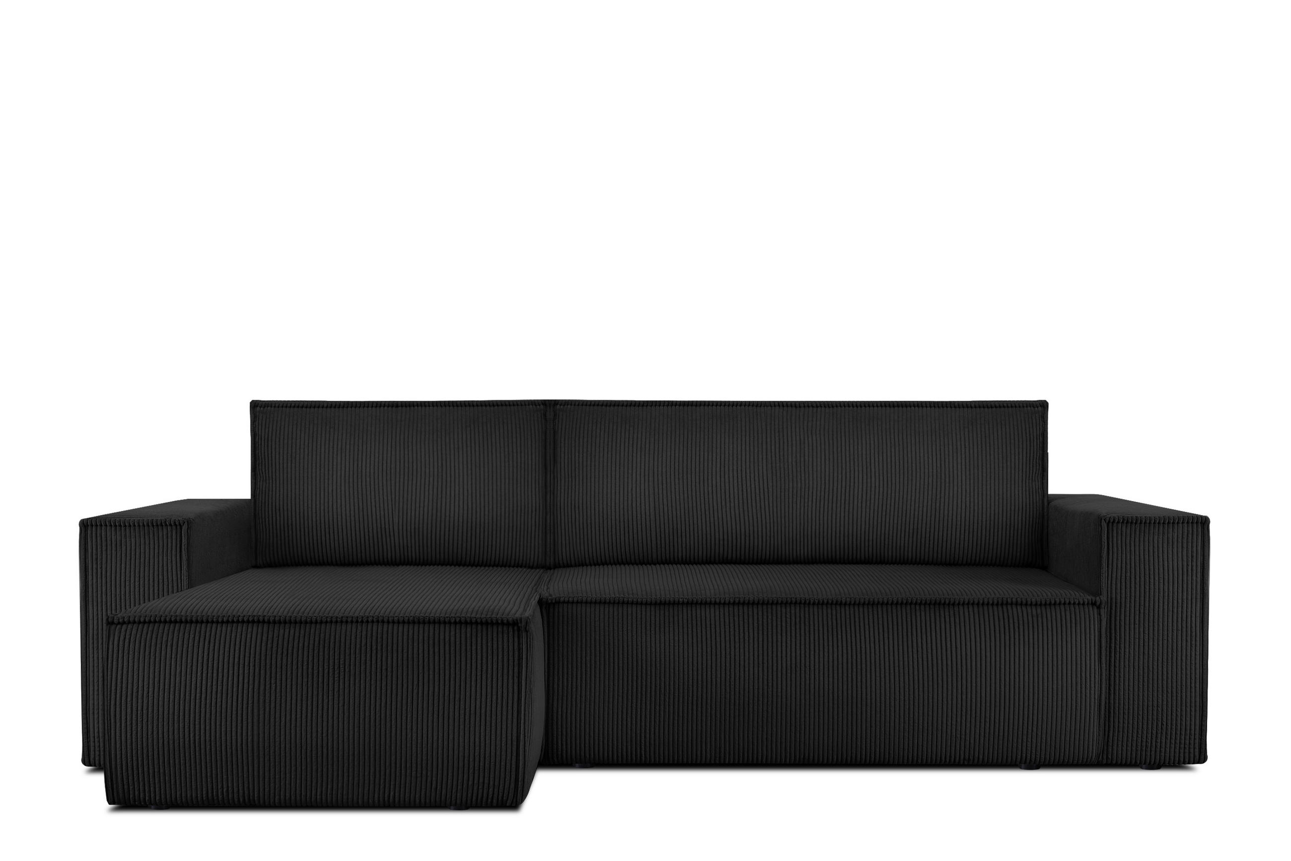 ECKSOFA-LINKS/RECHTS NAPI Schlaffunktion mit Cordbezug, Schwarz - Schwarz, Textil (262/148cm) - KONSIMO®