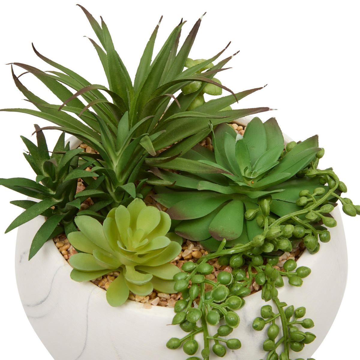 SUKKULENTEN im Keramiktopf mit Marmor-Design 21/18/21 cm - Grün, Kunststoff (21cm) - Atmosphera Createur d´interieur