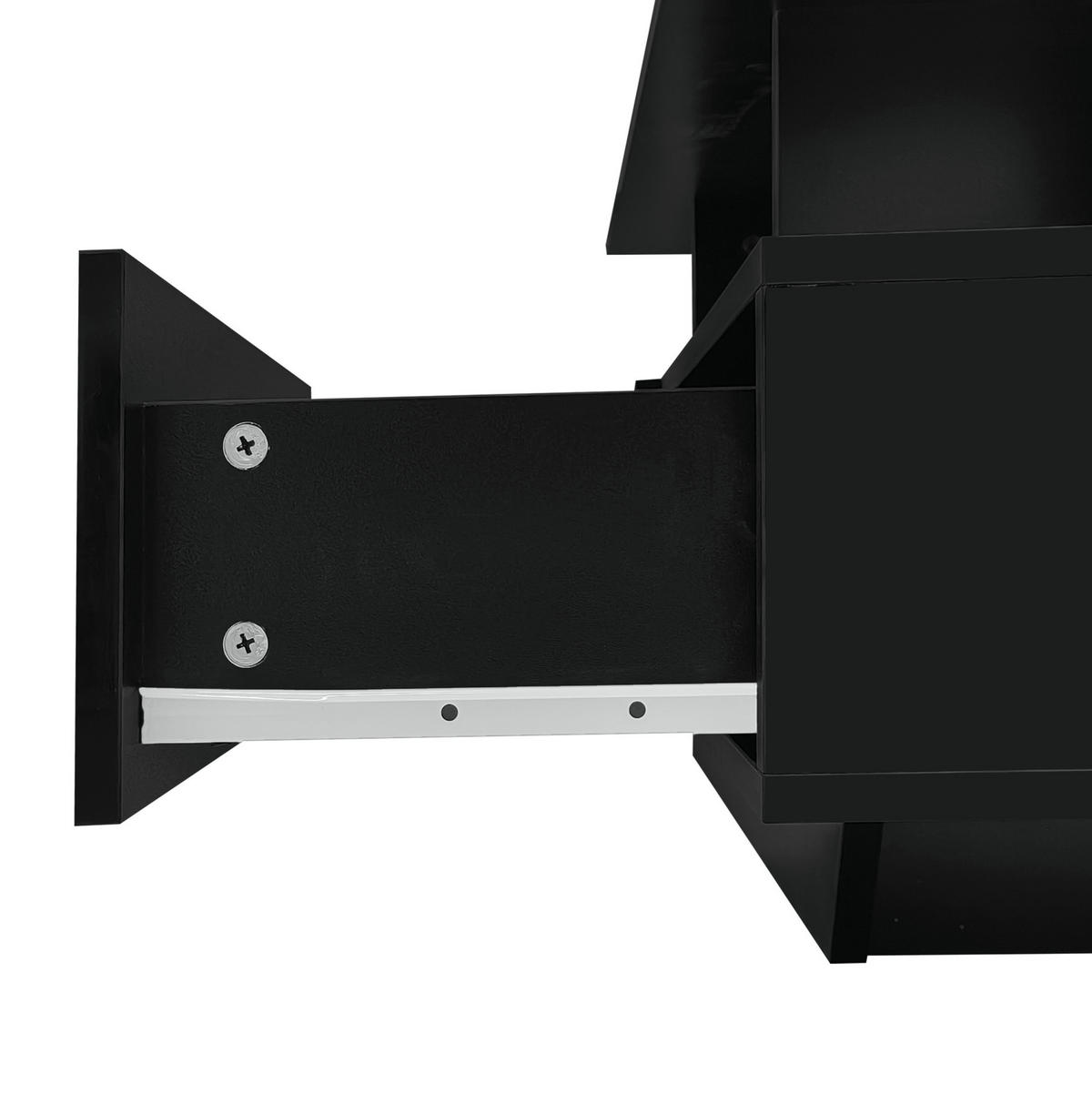 COUCHTISCH 90/55/41 cm in Schwarz mit LED-Beleuchtung und 2 Schubladen - Schwarz, Holzwerkstoff (90/55/41cm) - Flora Grace