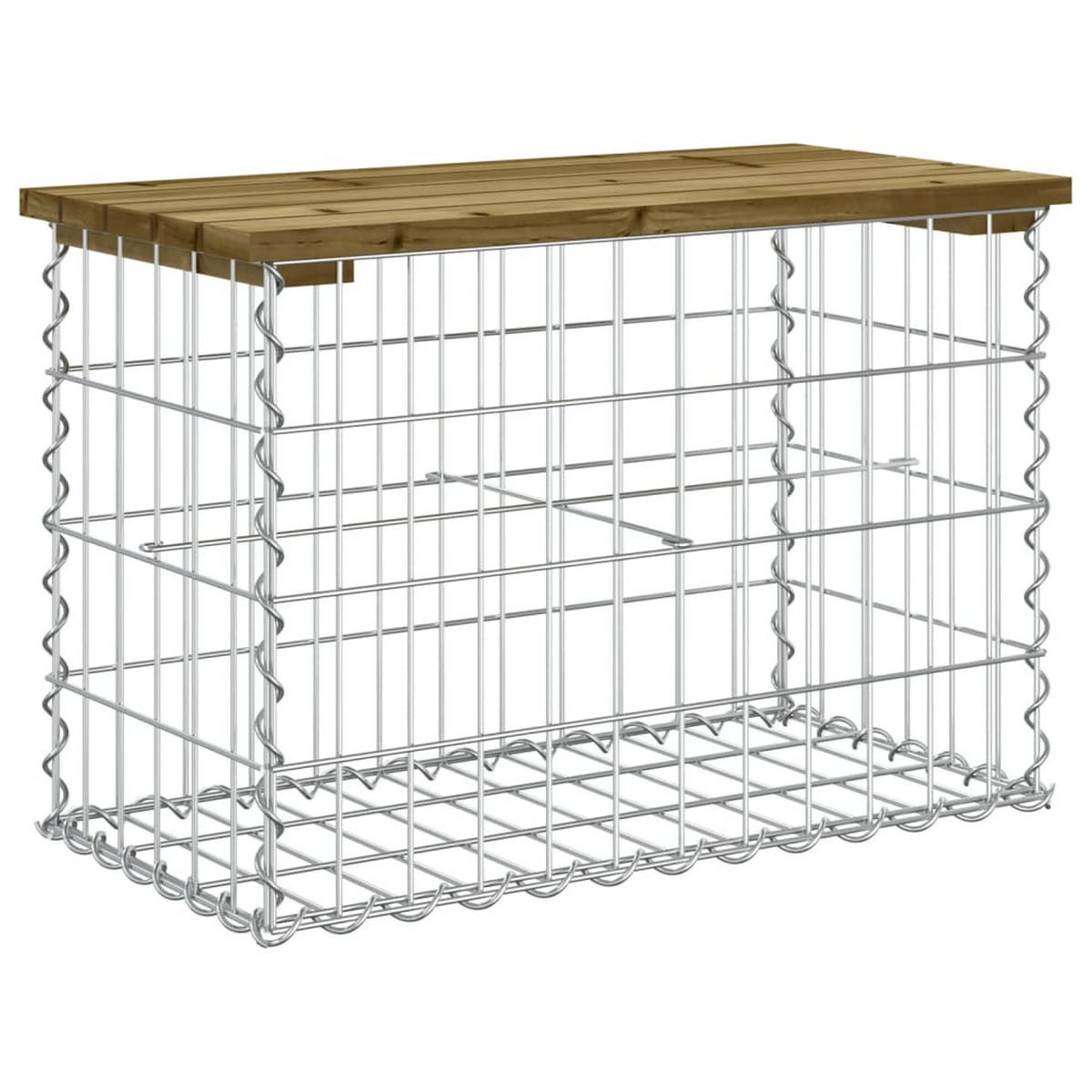 GARTENBANK Gabionen BIKS aus Stahl | 63x31,5x42cm Kiefernholz Braun - Braun, Metall (63/42/31.5cm) - DELUKE