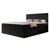 BOXBETT PONTI 160x200 cm Schwarz (Samt) - mit 2 Bettkästen, Bonellmatratze und vertikaler Rautensteppung - Schwarz, Holzwerkstoff/Textil (160/200cm) - Ravio