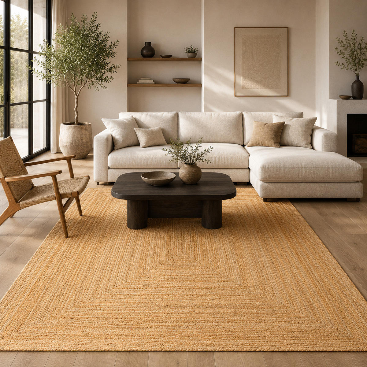 NATURFASER TEPPICH JUTE SALSA BORDÜRE - Beige, Textil (200/300cm) - Pergamon