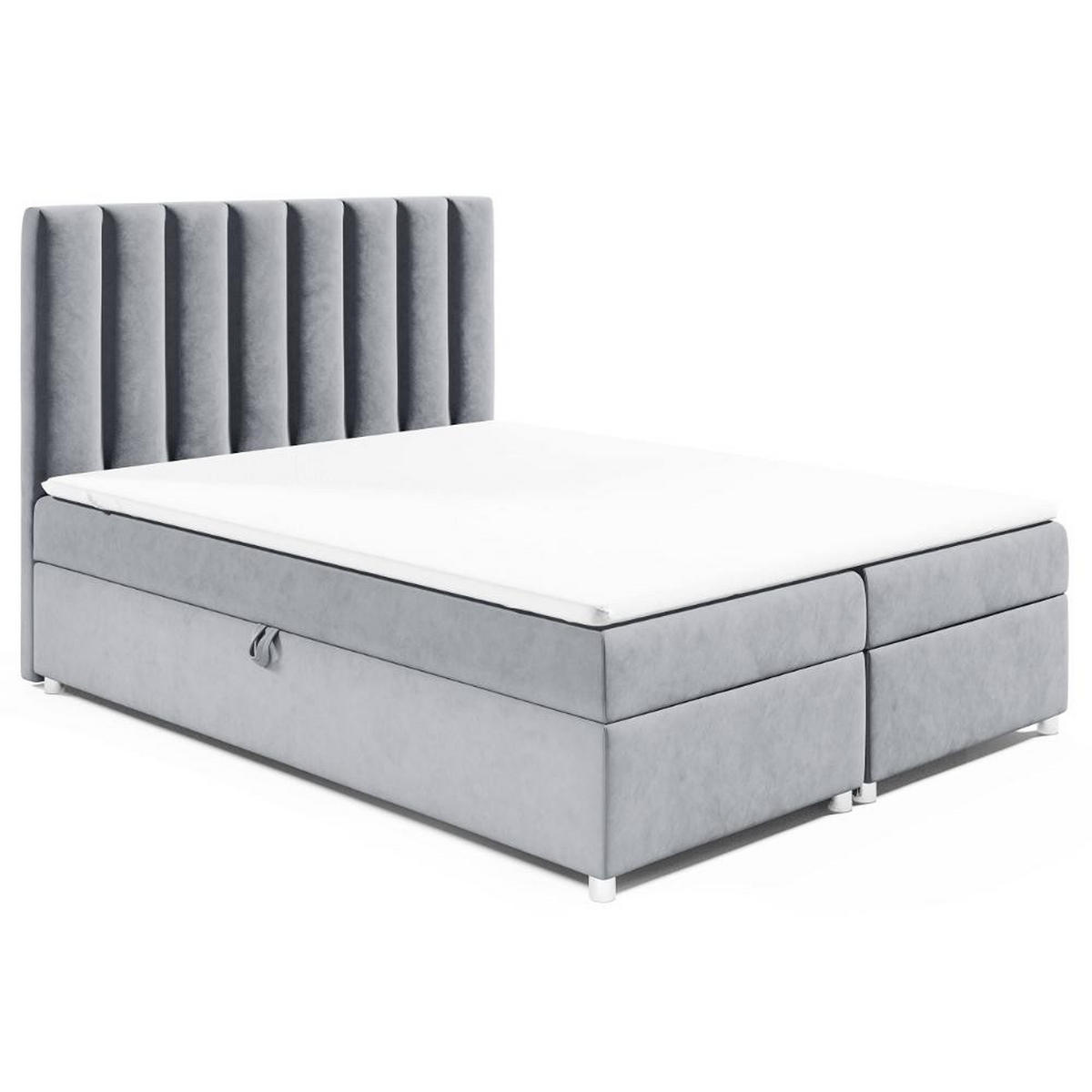 BOXBETT mit Bettkasten Trinity K-10 Bonellfederkern inkl. Topper - Grau, Holz/Holzwerkstoff (160/200cm) - Best For Home