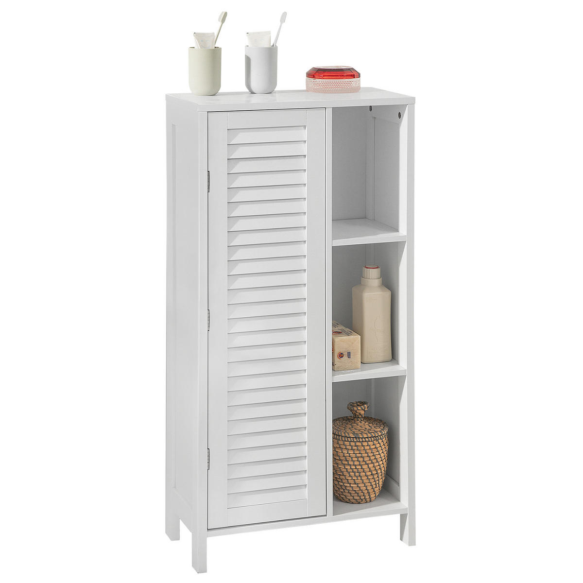 BADEZIMMERSCHRANK Weiß - Weiß, Holzwerkstoff (48/96/24cm) - SoBuy