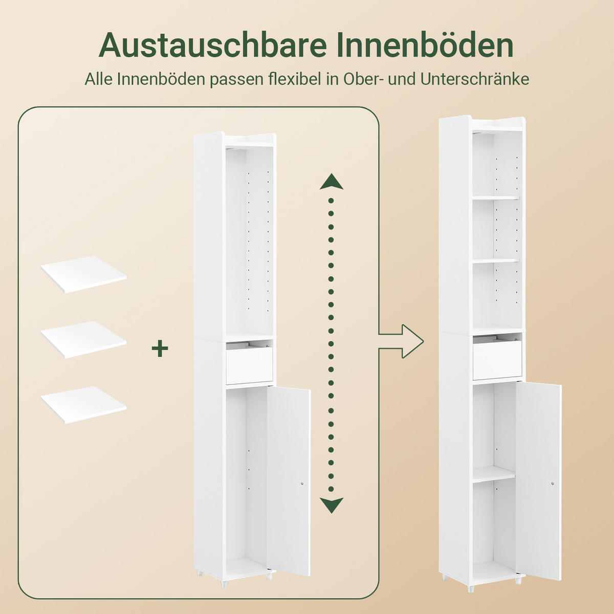 HOCHSCHRANK schmal Weiß, 20x20x145cm - Weiß, Holzwerkstoff (20/145/20cm) - SoBuy
