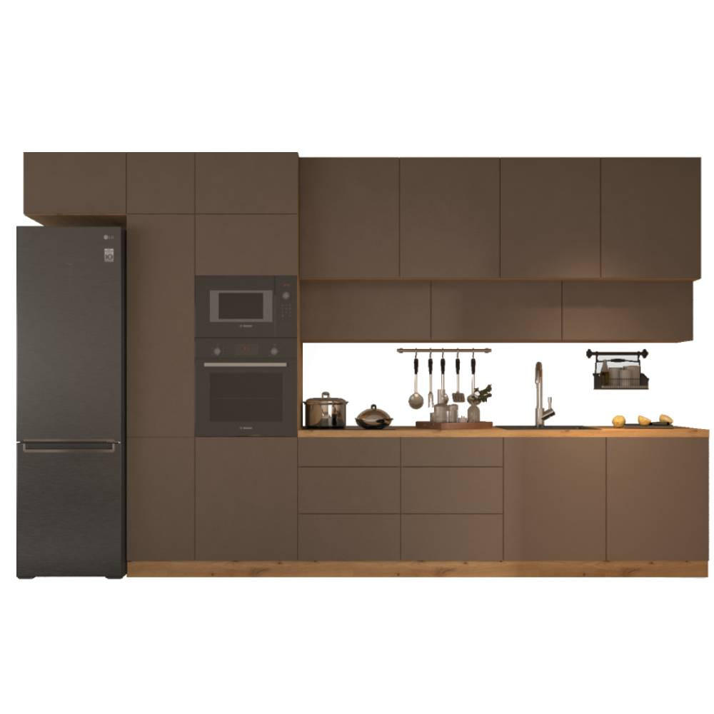 KÜCHENZEILE 400 cm - Langen KL4-M400 in Beige/Matt - Beige, Holz (400/248/58cm)