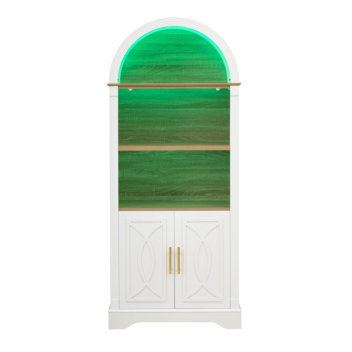 HIGHBOARD Weiß 76,2×40,1×180 cm mit LED‑Beleuchtung und verstellbaren Einlegeböden aus Holzwerkstoff - Weiß, Holzwerkstoff (76.2/180/40.1cm)