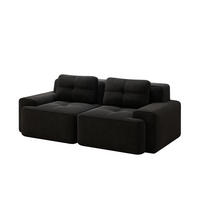 ECKSOFA 204/104/69 cm schwarz aus Cord mit 74 cm Tiefsitz und boneless Design - Schwarz, Textil (104/204cm) - OKWISH