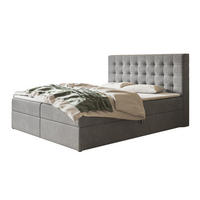 BOXBETT RIO mit 2 Bettkästen, 120x200, Farbe: Grau, Velourstoff, Doppelbett mit Bonell-Matratze - Grau, Holz/Kunststoff (120/200cm) - Alpi-Möbel