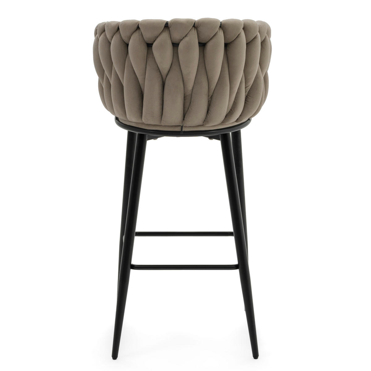 BARHOCKER LATINA gepolsterter mit Steppung - dunkelbeige - Samt Velour - Beige/Schwarz, Metall (54/95/55cm) - NEW HOME