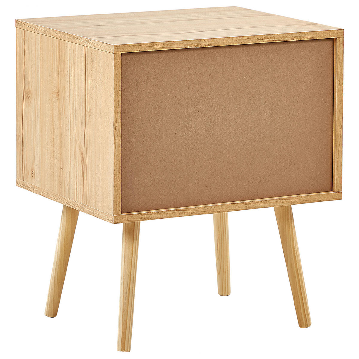 NACHTTISCH Rattan hellbraun 2 Schubladen Perote - Hellbraun/Goldfarben, Naturmaterialien (57/57/48cm) - Beliani