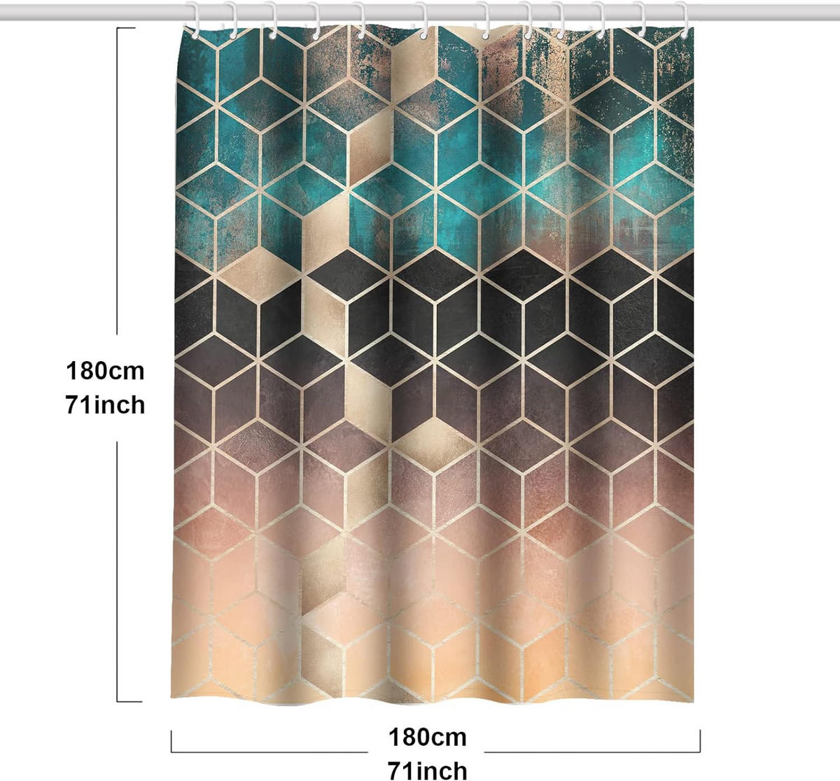 DUSCHVORHANG 180 x 180 cm 100% Polyester für Badewanne und Badezimmer waschbar schimmelresistent antibakteriell - Multicolor, Textil (180/180cm) - MCBOSON