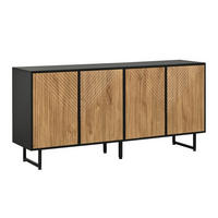 SIDEBOARD DE-37829 mit 4 Türen und Streifenmuster Holzfarbe - Naturfarben, Holzwerkstoff (160/75/40cm) - ComfortXL