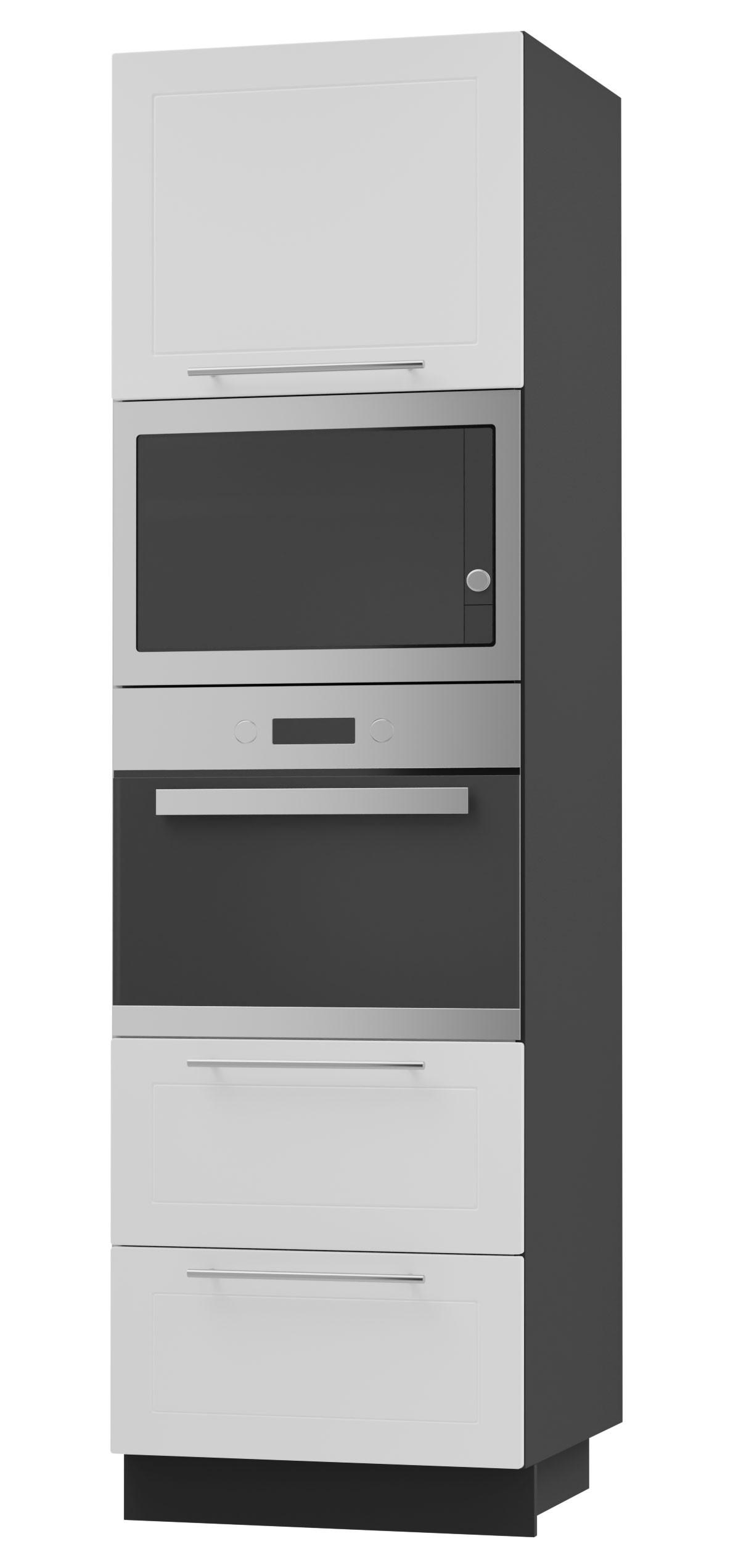 Feldmann-Wohnen Backofen-Hochschrank Weiß, Schwarz 60x207x59 cm