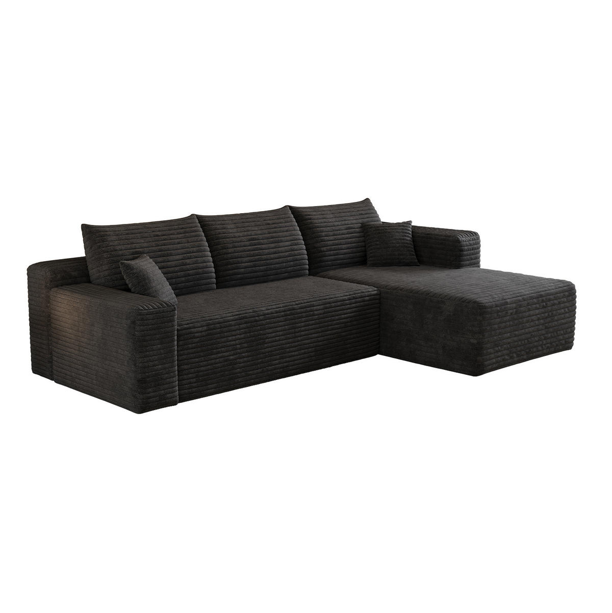 ECKSOFA 241 cm aus Stoff mit Cordbezug und ohne Montage Schwarz - Schwarz, Textil (151/241cm) - Modenvie