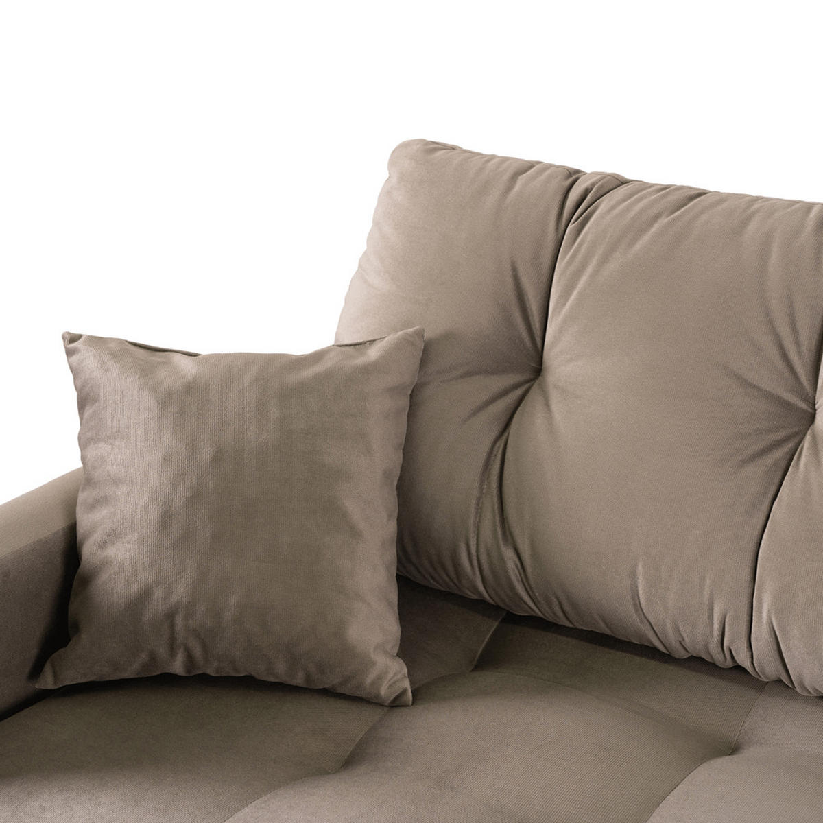 SOFA SEUL Ausklappbar Schlaffunktion Zweisitzer Beige - Braun, Holz/Textil (214/98/102cm) - makarowski meble