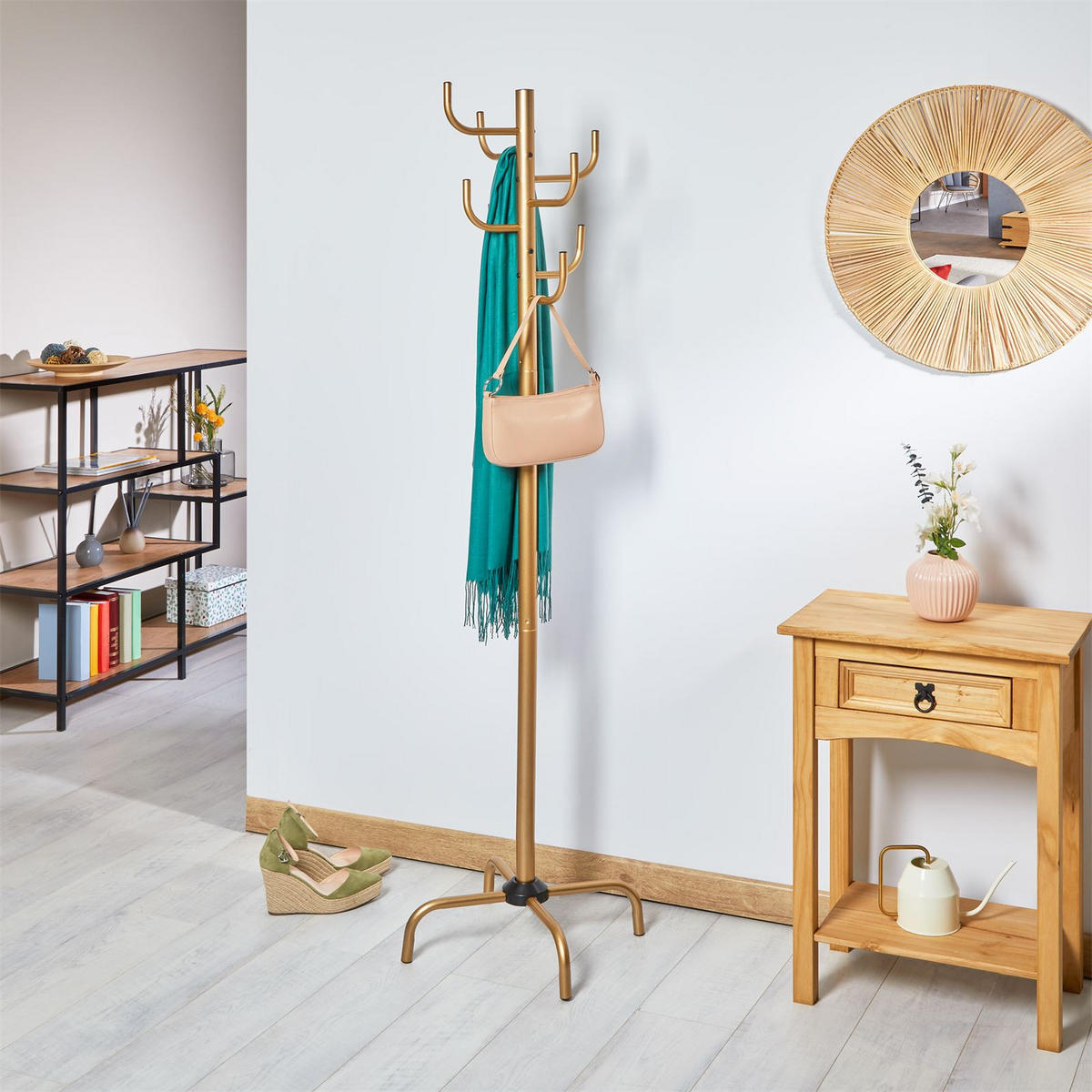 KLEIDERSTÄNDER KAKTUS gold - Goldfarben, Metall (49/177/49cm) - IDIMEX