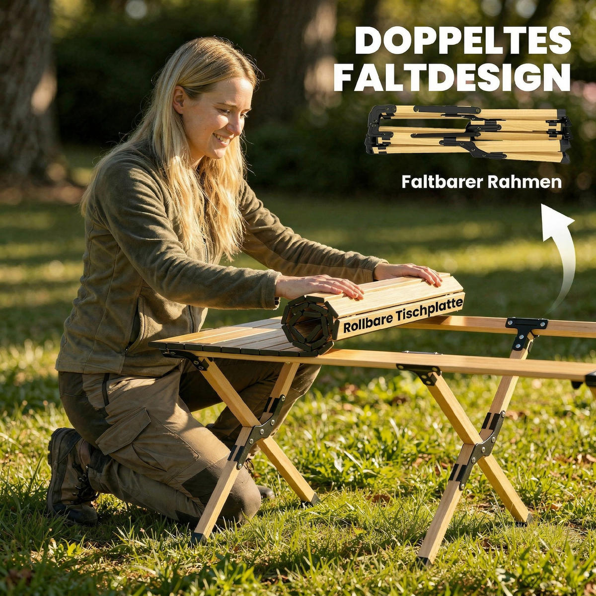 CAMPINGTISCH Aluminium Eiche - Eichefarben, Kunststoff/Metall (117/60/44cm) - Outsunny