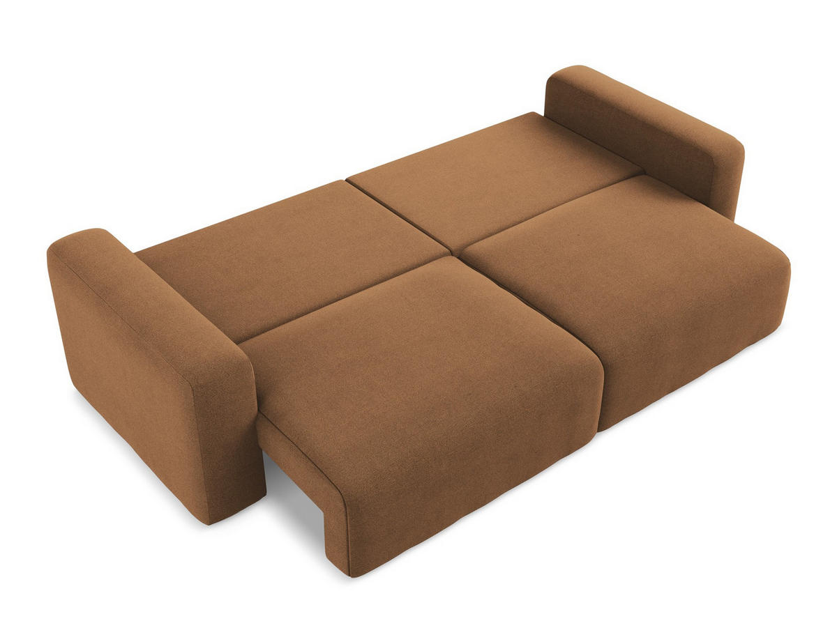 3-SITZER SOFA mit Schlaffunktion Strukturstoff Stoff Orange - Beige/Terra cotta, Kunststoff/Textil (244/79/102cm) - Makamii