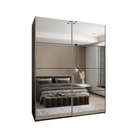 SCHWEBETÜRENSCHRANK 245,5/190/64 2-türig - Silberfarben/Schwarz, Holz/Metall (190/245/64cm) - Abiks Möbel