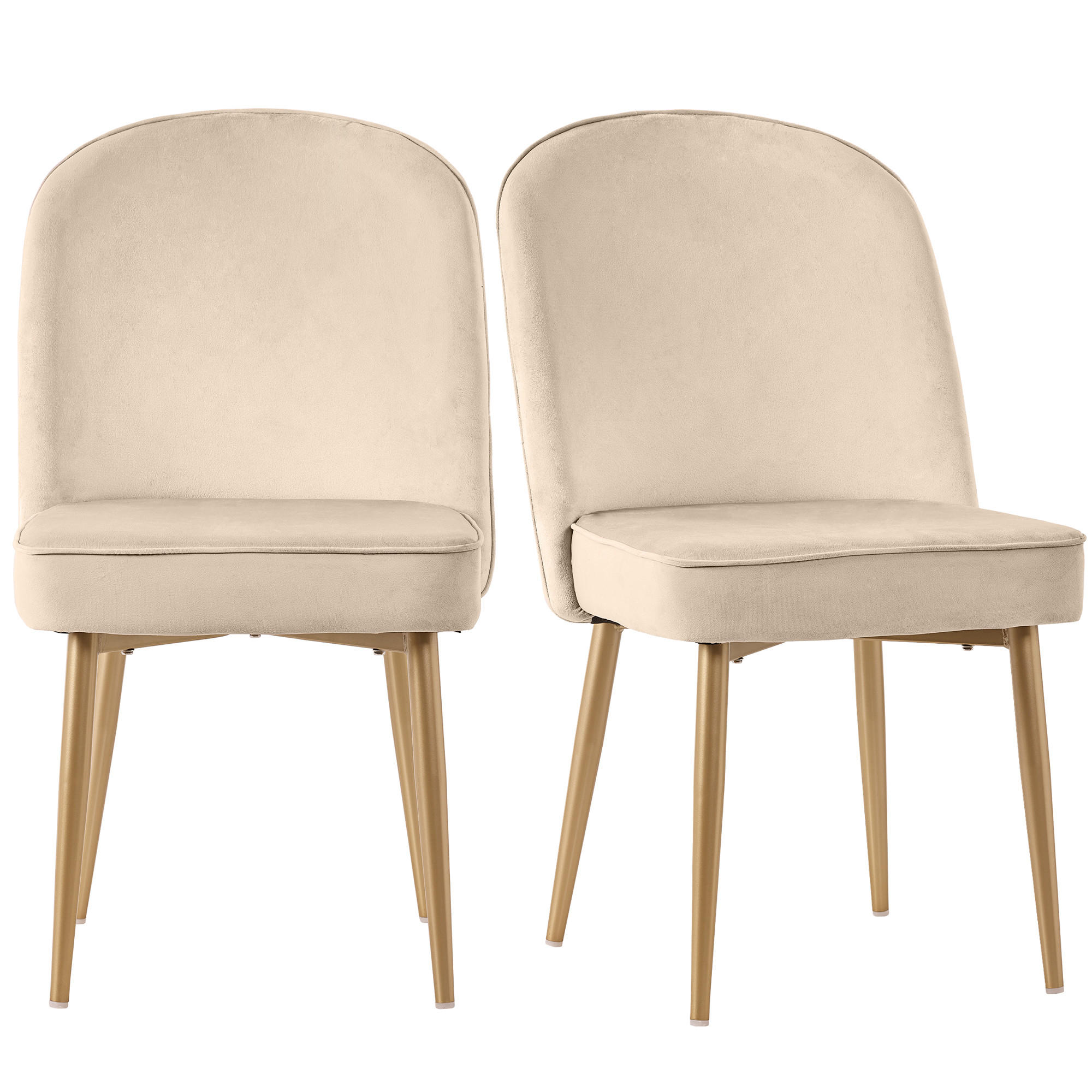 ESSZIMMERSTUHL 2-Tlg Beige Samt, Gold Beine, Wohnzimmer - Beige, Metall (45.5/87.5/62cm) - FLIEKS