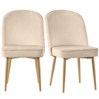 ESSZIMMERSTUHL 2-Tlg Beige Samt, Gold Beine, Wohnzimmer - Beige, Metall (45.5/87.5/62cm) - FLIEKS