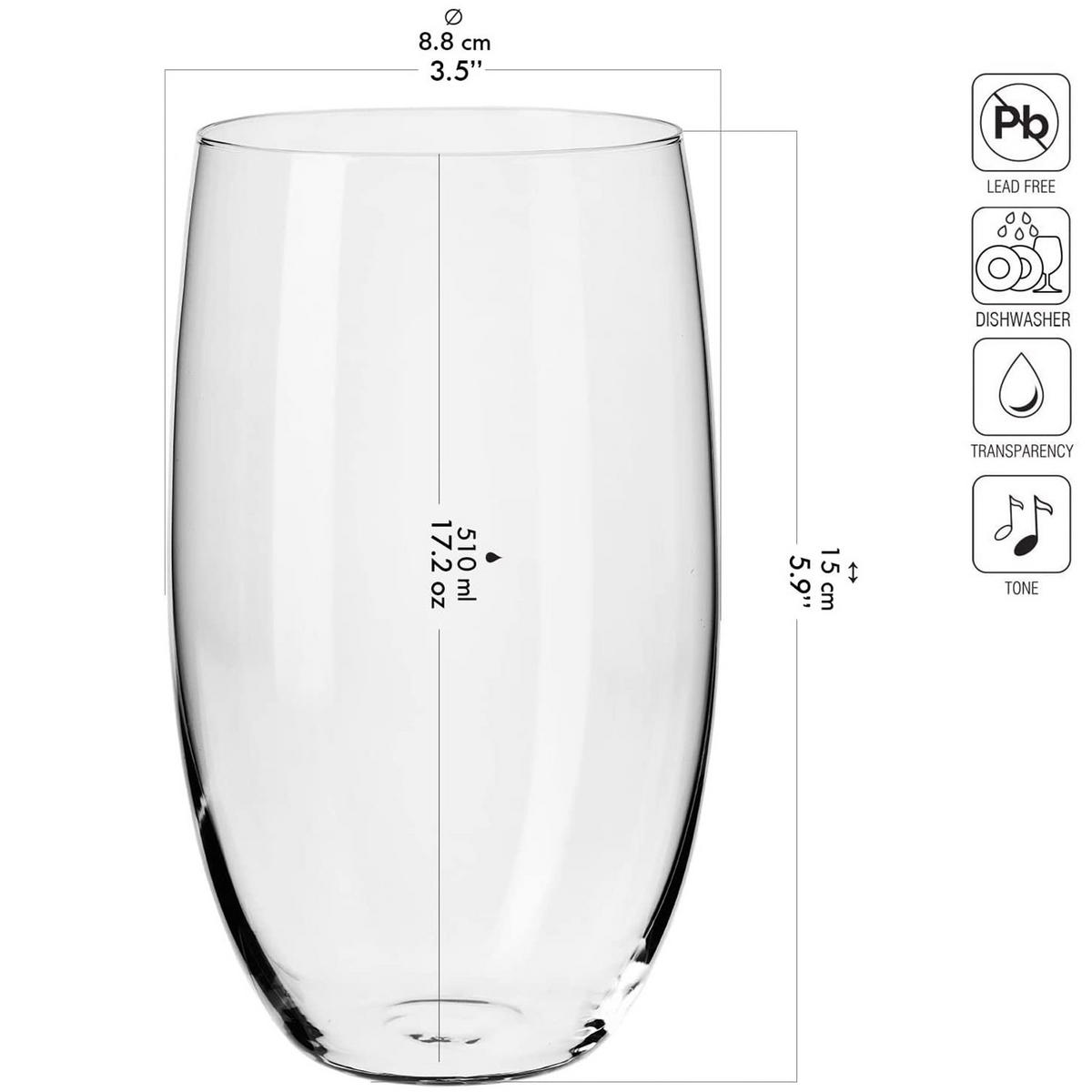 WASSERGLÄSER, 6er-Set, 510 ml - Transparent, Glas (0.51L) - Krosno Glass
