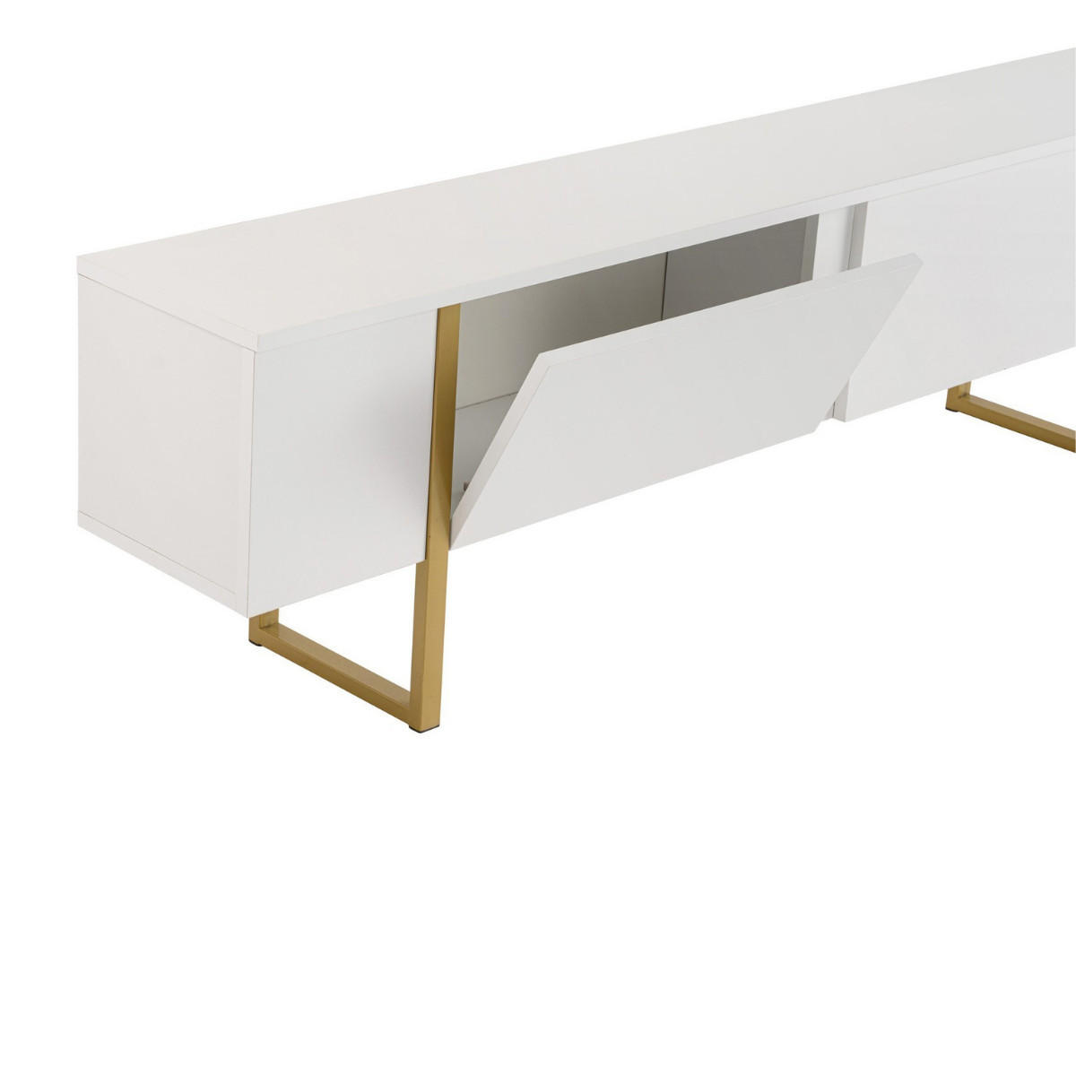 TV-MÖBEL mit 2 klapptüren - serenity 180/29,5/50 cm - Goldfarben/Weiß, Holzwerkstoff (29.5/50/180cm) - Calicosy