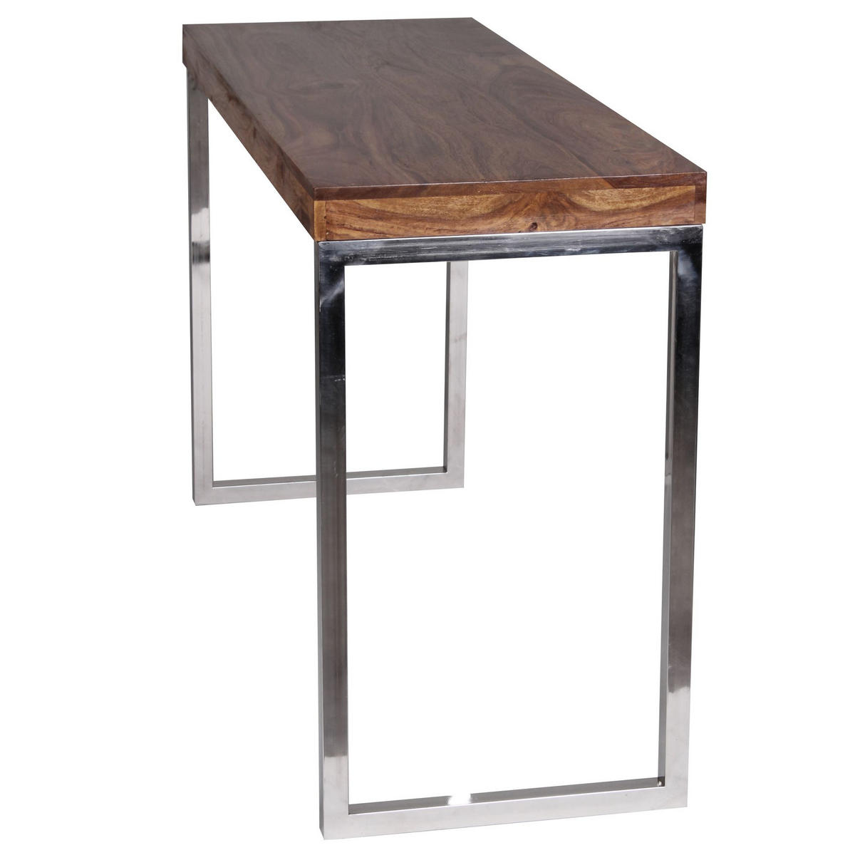 KONSOLENTISCH Massivholz Chromgestell Handgefertigt ISEN, Braun 120x45x77 cm - Silberfarben/Braun, Holz/Metall (45/120/77cm) - KADIMA DESIGN