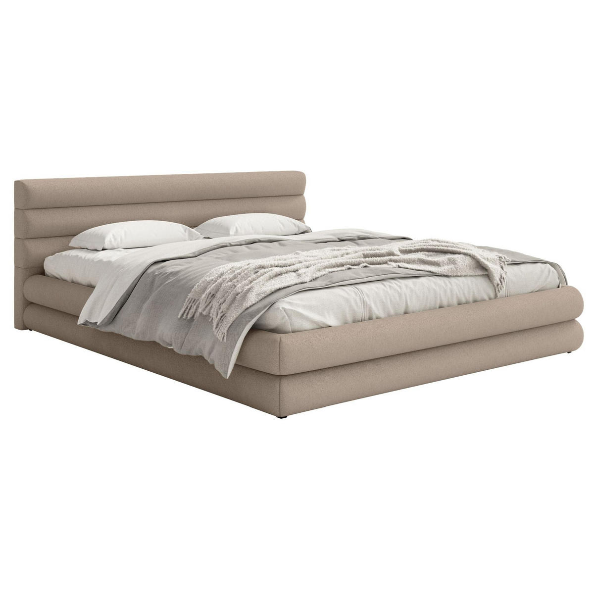 POLSTERBETT Alegre Beige Chenille 140x200 cm - Beige/Schwarz, Holz/Textil (140/200cm) - Selsey