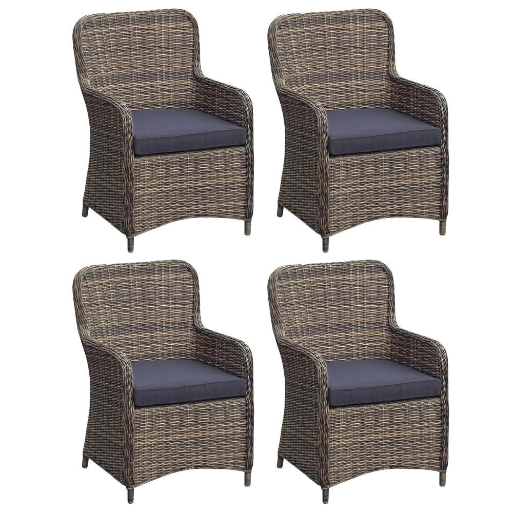 GARTENSTUHL 4er Set Lagos Relaxsessel - Braun, Kunststoff (66/93/62cm) - DELUKE